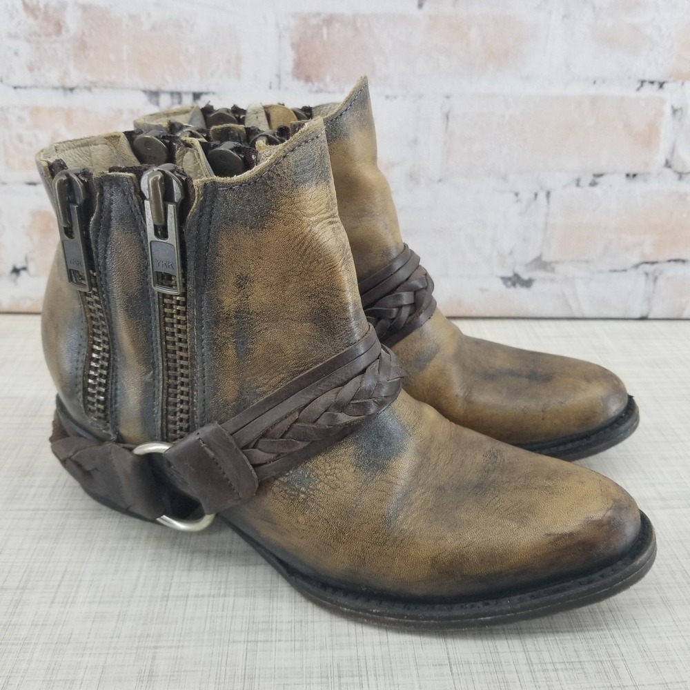 Freebird by Steven Clash Distressed Leather Ankle Booties Boho-Chic Women's 7